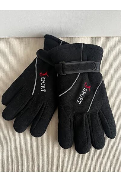 HatClub Exclusive Soğuk Geçirmeyen Kalın Unisex Polar Siyah Erkek Eldiven