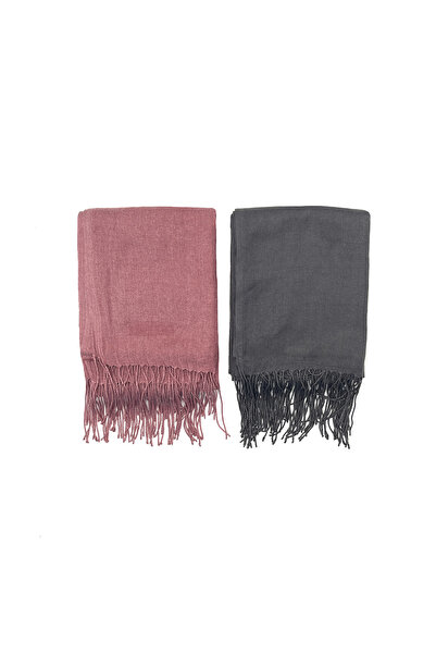 nazipek Set 2 șal pashmina bumbac viscoză 180x70 cm cu ciucuri de înaltă cali...