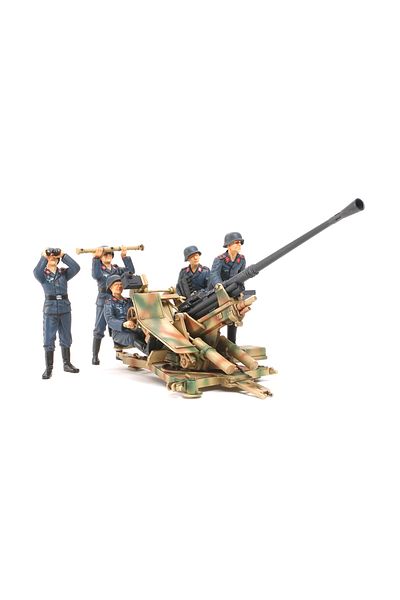 TAMIYA 1/35 German Flak 37 with Crew Plastic Aircraft Defender and Staff Model Kit, Disassembled Hobby Set