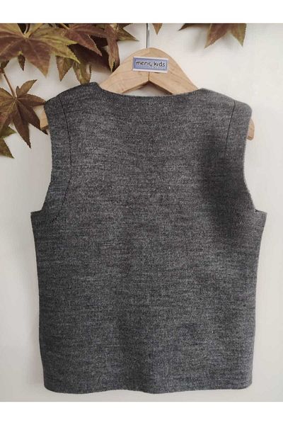Meriç bebe Baby And Child Embossed Cat Accessory Buttoned Seasonal Smoked Knitwear Vest