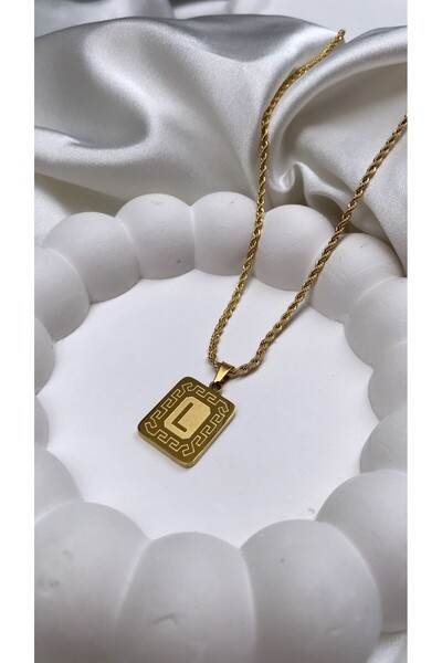 Accessories Gold Renk Çelik Harfli Kolye L Harfi