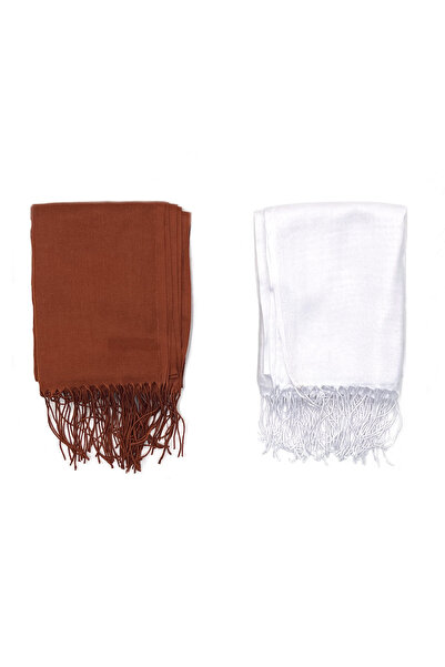 nazipek Set 2 șal pashmina bumbac viscoză 180x70 cm cu ciucuri de înaltă cali...