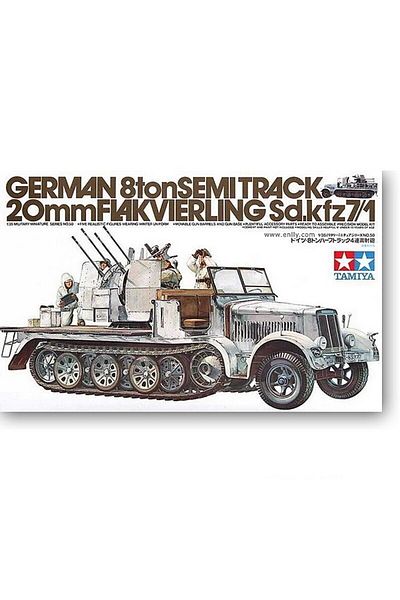 TAMIYA 1/35 German Sd.Kfz7/1 Plastic Anti-Aircraft Model Kit, Disassembled Hobby Set