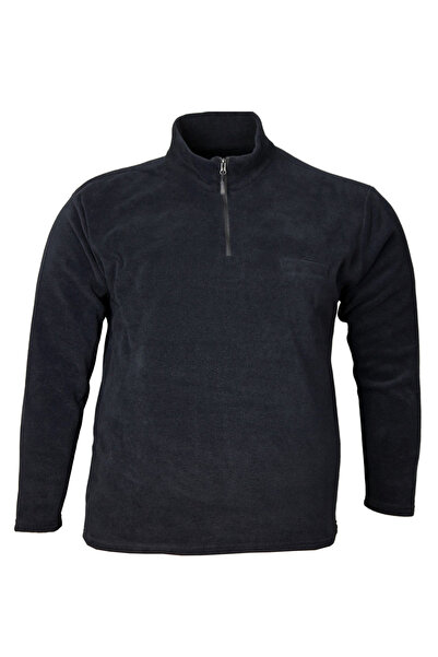 Büyük Beden Fermuarlı Dik Yk.Polar Sweat 98423 Lacivert