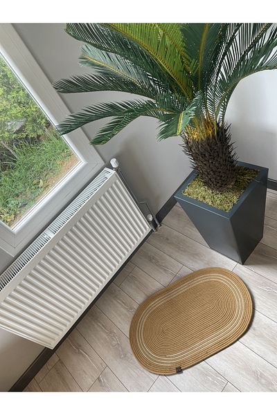 ERSU AHAT HOME DESİGN EA Jute, Patterned Door Front, Mat, Bathroom Mat, Balcony Mat, Hall Mat, Wicker Looking Mat