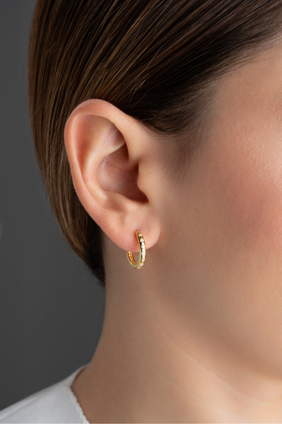 Silvano Jewelry 925 Ayar Gümüş Zirkon Taşlı Halka Küpe