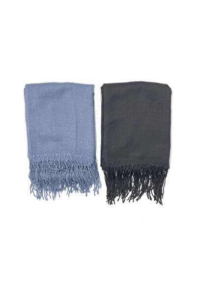 nazipek Set 2 șal pashmina bumbac viscoză 180x70 cm cu ciucuri de înaltă cali...
