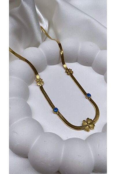 Accessories Yonca İtalyan Zincir Çelik Gold Renk Kolye