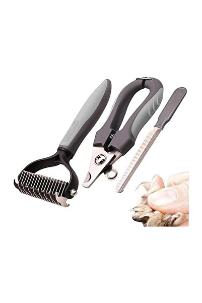 Duffa Kedi ve Köpekler İçin Kıtık Tüy Tarağı Tırnak Makası ve Törpü Seti 3'lü Bakım Seti Tarak ve Tırnak