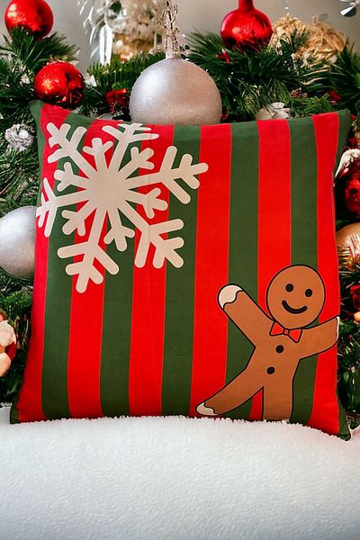 tarzınısec Pernă decorativă cu fermoar cu tema de Anul Nou (45*45CM)