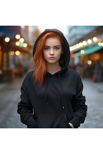 Kapüşonlu Şardonlu 3 İplik Kadın Sweatshirt