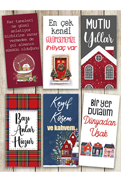 Pankart Evi 6 بطاقات قهوة لعرض شعار السنة الجديدة - السنة الجديدة