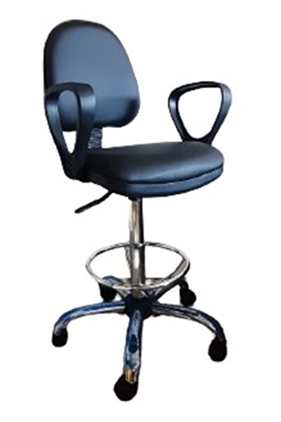 KamusalMarket Bar Taburesi Kolçaklı Krom Çemberli Krom Yıldız Ayaklı