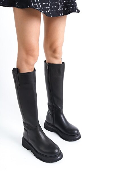 Modabuymus Tiamo Black Matte Zippered Daily Boots