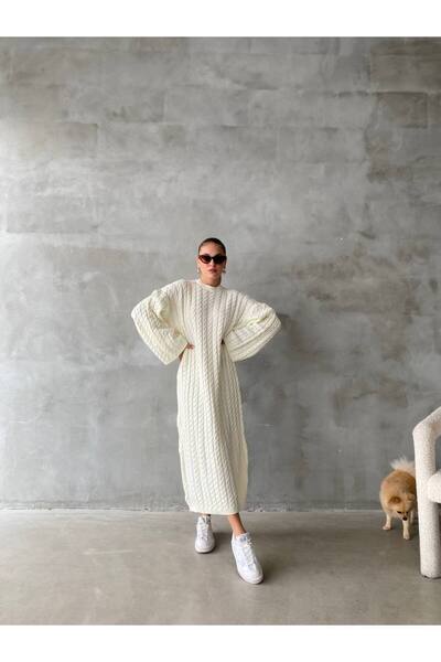 iyiness elbise, saç örgülü triko elbise, iyiness triko elbise