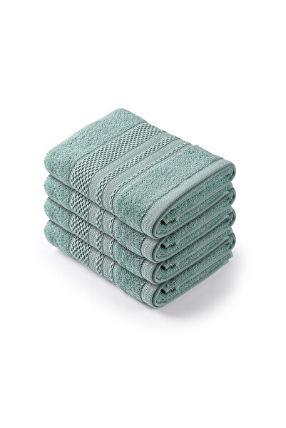 Bluenity Softy - 100% Cotton Set of 4 Hand / Face Towels 50x90 Cm Green