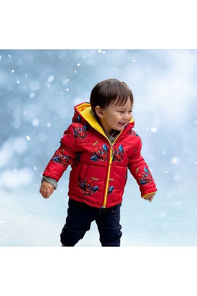 SPIDERMAN Inflatable Unisex Children's Coat with Fleece Inside Thick Waterproof Hooded Printed Winter Inflatable Coat