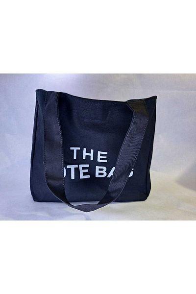 Luvili Black Canvas Tote Bag - Printed and Gusseted