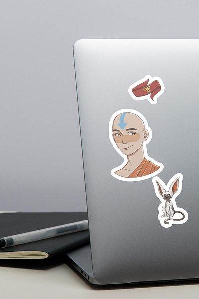 Anime Marketi مجموعة ملصقات هدايا بتصميم Avatar Aang - جدول الأعمال - الهاتف - مجموعة ملصقات الكمبيوتر المحمول 14 قطعة