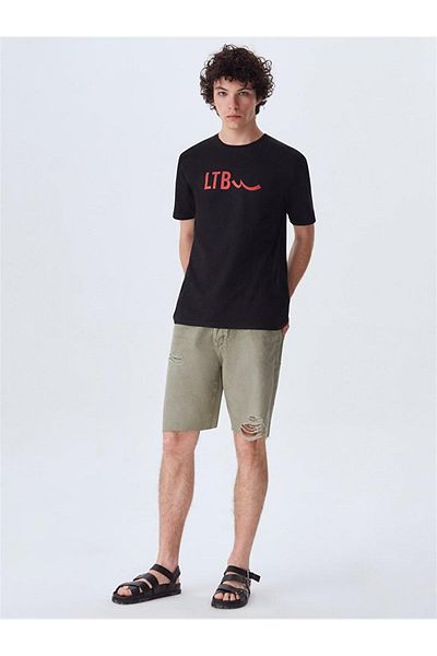 Ltb Men's Black T-shirt with Rosono Logo