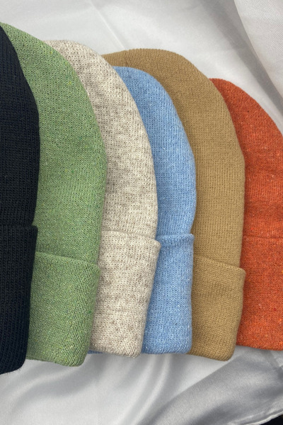 KISCHE Unisex Plain Basic Domestic Production 6-Piece Colorful Beanie