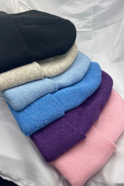 KISCHE Unisex Plain Basic Domestic Production 6-Piece Colorful Beanie Set