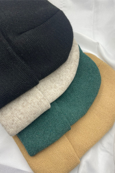 KISCHE Unisex Folded Basic Εγχώριας Παραγωγής 4 τεμαχίων Πολύχρωμο Beanie