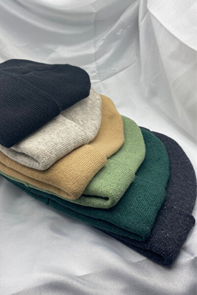 KISCHE Unisex Plain Basic Domestic Production 6-Piece Colorful Beanie
