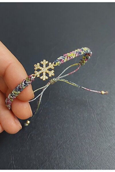 ZDTHandmade سوار مكرامية من حجر الزركون بلون ندفة الثلج