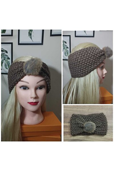 Nympha Лента за коса с помпони, плетена пухкава бандана