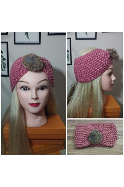 Nympha Лента за коса с помпони, плетена пухкава бандана