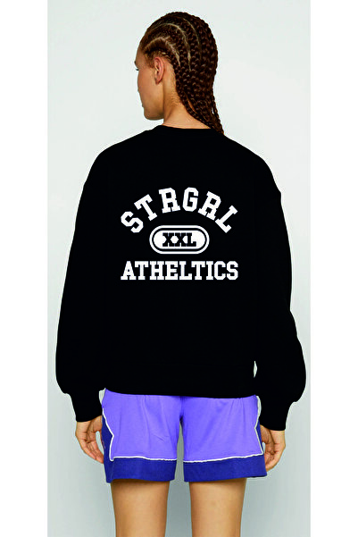 MacroGiyim Hanorac supradimensionat cu imprimeu pe spate STAR ATHELTIC MACR