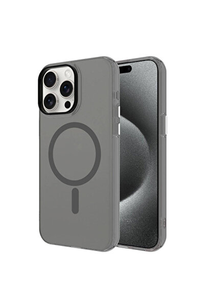 Nezih Case Apple iPhone 15 Pro Max Uyumlu Magsafe Şarj Özellikli Buzlu Transp...