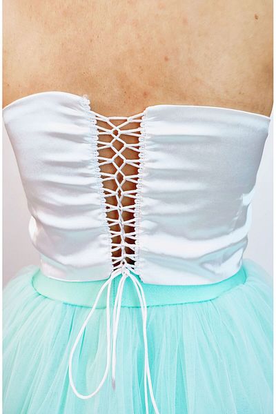 LULLY KİDS Λευκό σατέν Crop Top - Γυναικείο Bustier, Γάμος και Γάμος