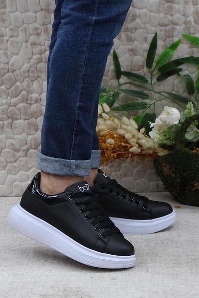fort B-150 Negru Alb Pantofi sport confortabili cu talpă groasă pentru bărbați