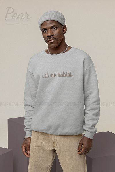 Pear Wear Ανδρικό φούτερ με στάμπα Call Me Habibi με 3 κλωστές