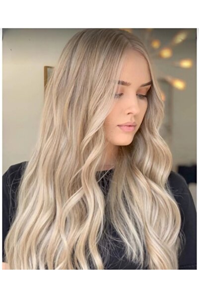 AKOLİFE Set de păr ondulat natural, blond cenușă, semi-lună - rezistent la că...