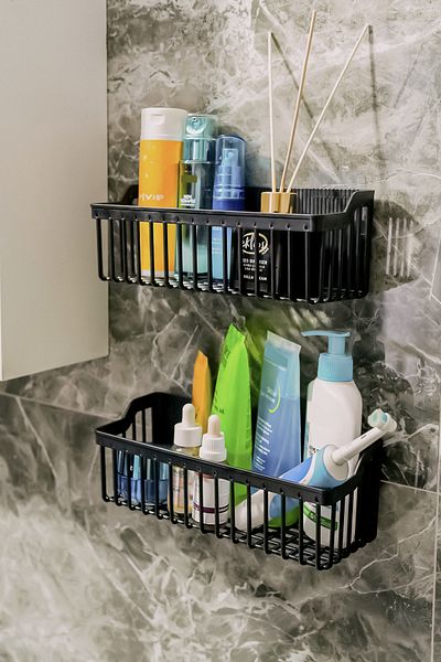 ATA HOME Banyor Adhesive Wall Shelf, 2-Piece Wall Organizer, Spice Rack, Cabinet Organizer Plastic