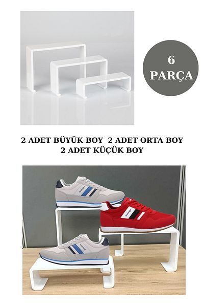 Manken İstanbul 6 τεμάχια Plexi White Graduated Shoe Rack & Shoe Display Stand & Organizer Rack