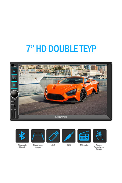 megavox 7inç Megavox Double 4x60w Bluetooth Radyo Aux Rca Geri Görüş Kamerası