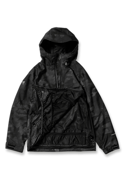 Volcom Siyah Erkek Kapüşon Yaka Desenli Kayak Montu