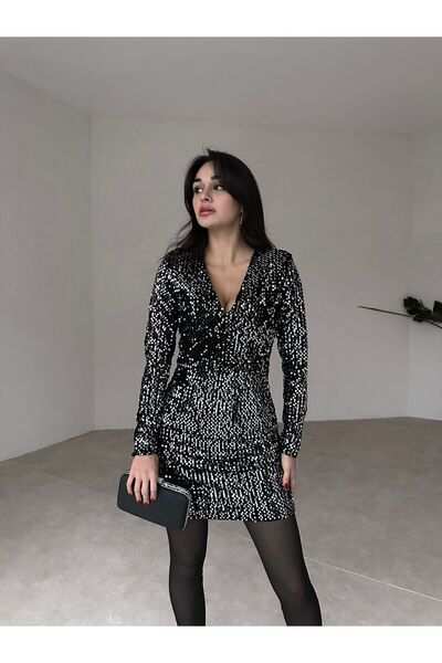 Mooi Butik Siva mini ROBİNSON haljina sa šljokicama - 2845