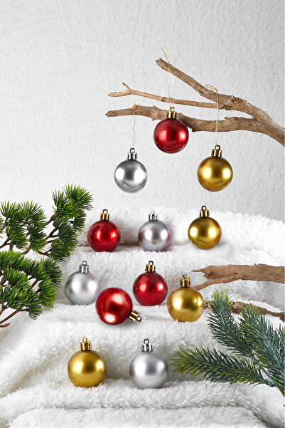 Waldern Christmas Pine Tree Ornament Colorful 4 cm 12 Pieces Cici Ball