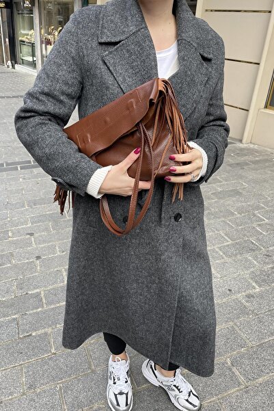 Ysmn Τσάντα ώμου από γνήσιο δέρμα με φούντα YC012037DRL