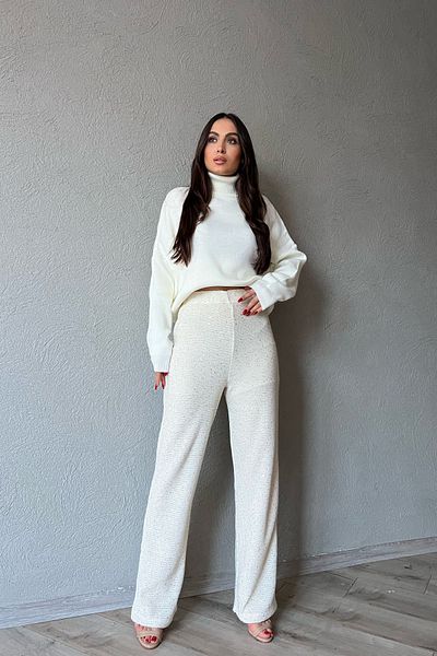 Seda Yalçın Atelier Beige Sequin Elastic Waist Lined Knitwear Trousers