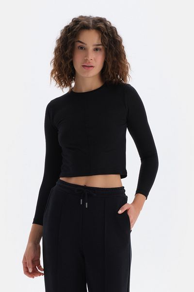 Dagi Tricou de bază negru cu mânecă lungă