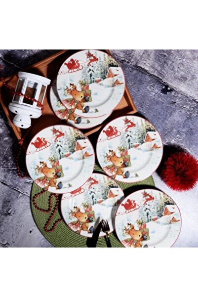 Kosova Yılbaşı Yuvarlak Pasta Tabak 20 Cm Sled Gift