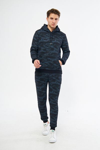 NEWLAKER Unisex Regular JF Embroidery Camouflage Pattern Hooded Tracksuit Set