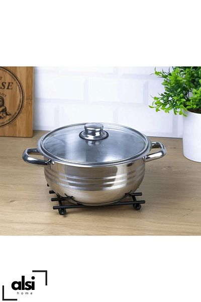 ALSİ HOME Trivet Teapot Pot Coaster Steel Iron Trivet Lampling Square Metal Coaster