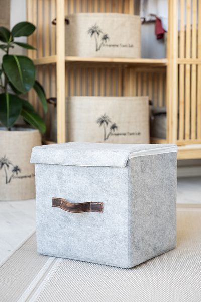 Art Bee Felt In-Cabinet Organizer Jewelry, Makeup, Bathroom, Office Organizer Storage Box with Lid 25x25x25 cm